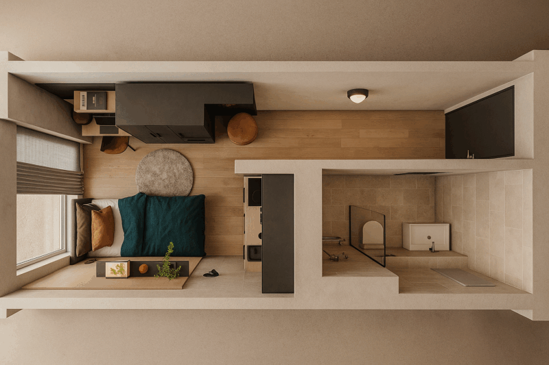 A floor plan of an apartment at Stayurban Nuremberg